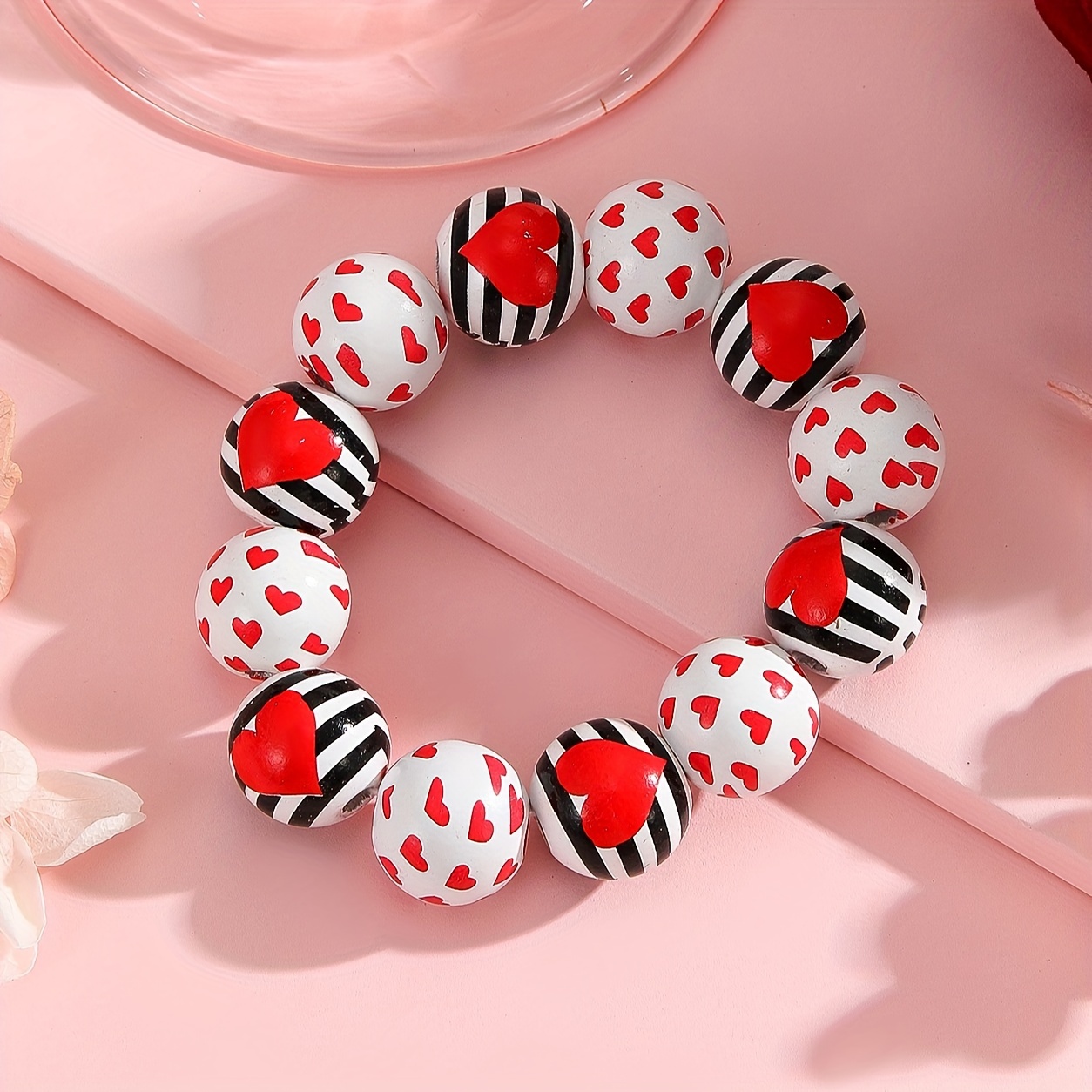 Heart Beaded Bracelet Valentine's Gift for Her